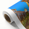 Art deco poster of Charleston scenery in pastel shades on rolled canvas, ideal for nursery wall art.