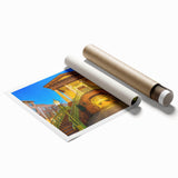 Extra large rolled print of Charleston scenery with vibrant floral elements, ideal for classy bathroom wall art.
