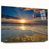 Large abstract wall art of South Carolina scenery on acrylic glass, in soft blue and green tones.