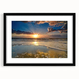 Extra large abstract art print depicting a colorful, textured South Carolina landscape on a framed black mat.