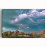 Black and white stretched canvas of South Dakota Badlands, ideal for kitchen wall art.