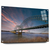 Acrylic print of Memphis skyline in muted blue tones, ideal for dining room decor.
