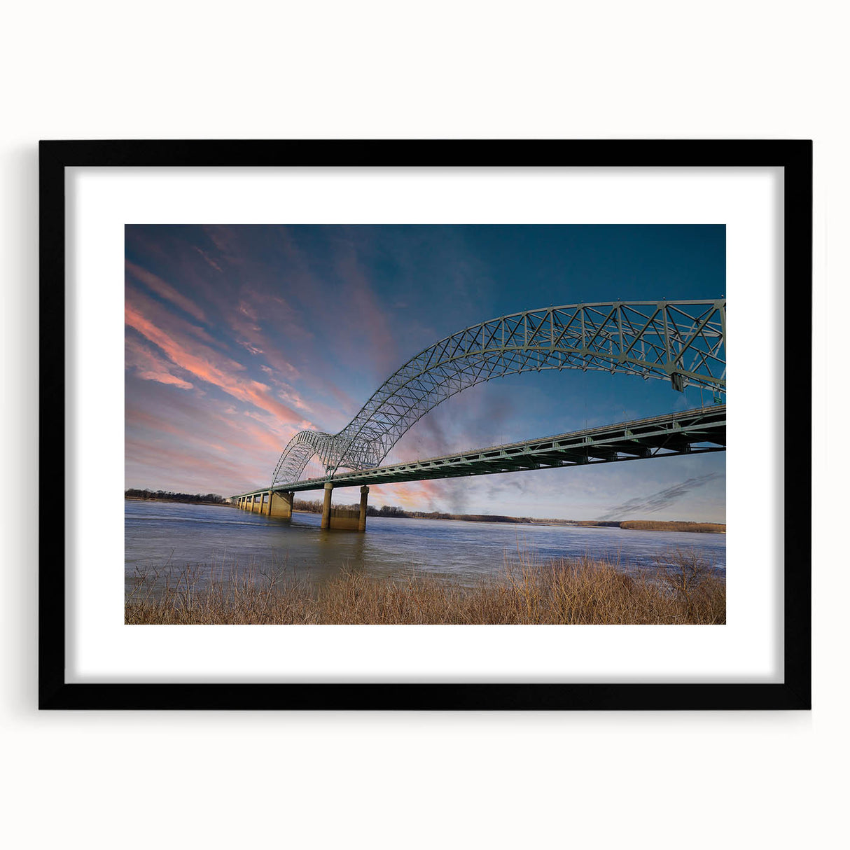 Abstract art print of Memphis scenery in colorful, textured style on a large framed canvas, ideal for living room decor.