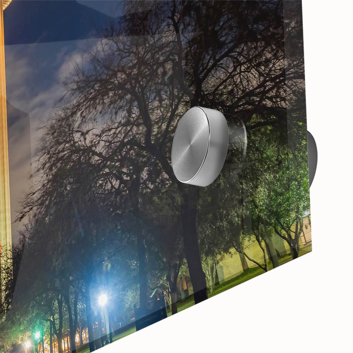 Large abstract depiction of San Antonio scenery in muted earth tones on acrylic glass.