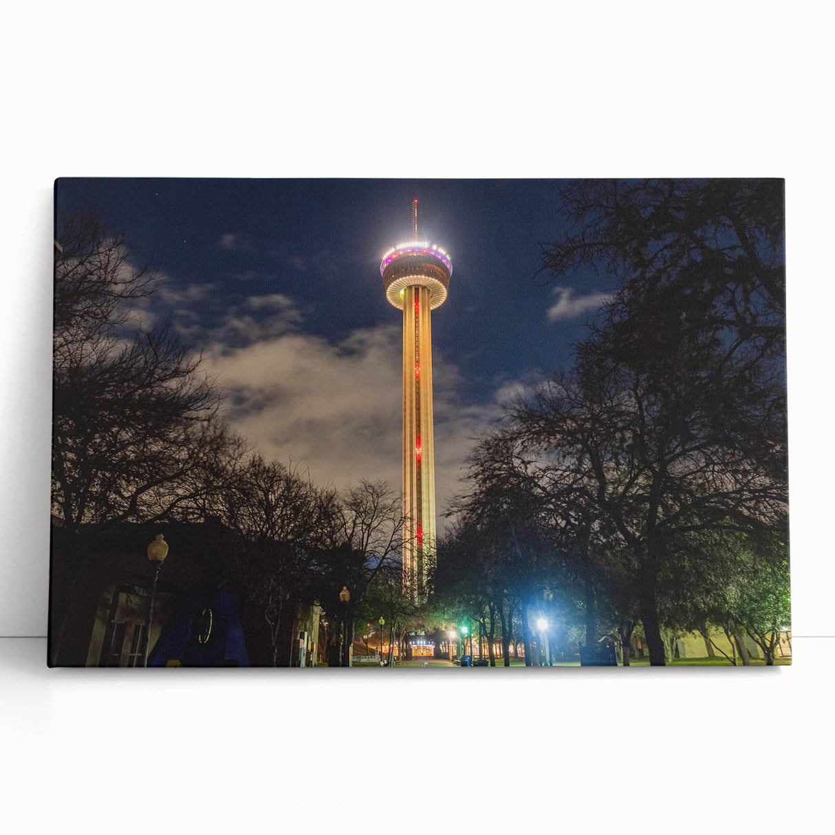 Black and white stretched canvas of San Antonio skyline, ideal for kitchen wall art or bedroom decor.