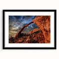 Extra large framed print of a colorful abstract interpretation of Utah's Arches, with vibrant hues and textures.