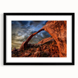 Extra large framed print of a colorful abstract interpretation of Utah's Arches, with vibrant hues and textures.