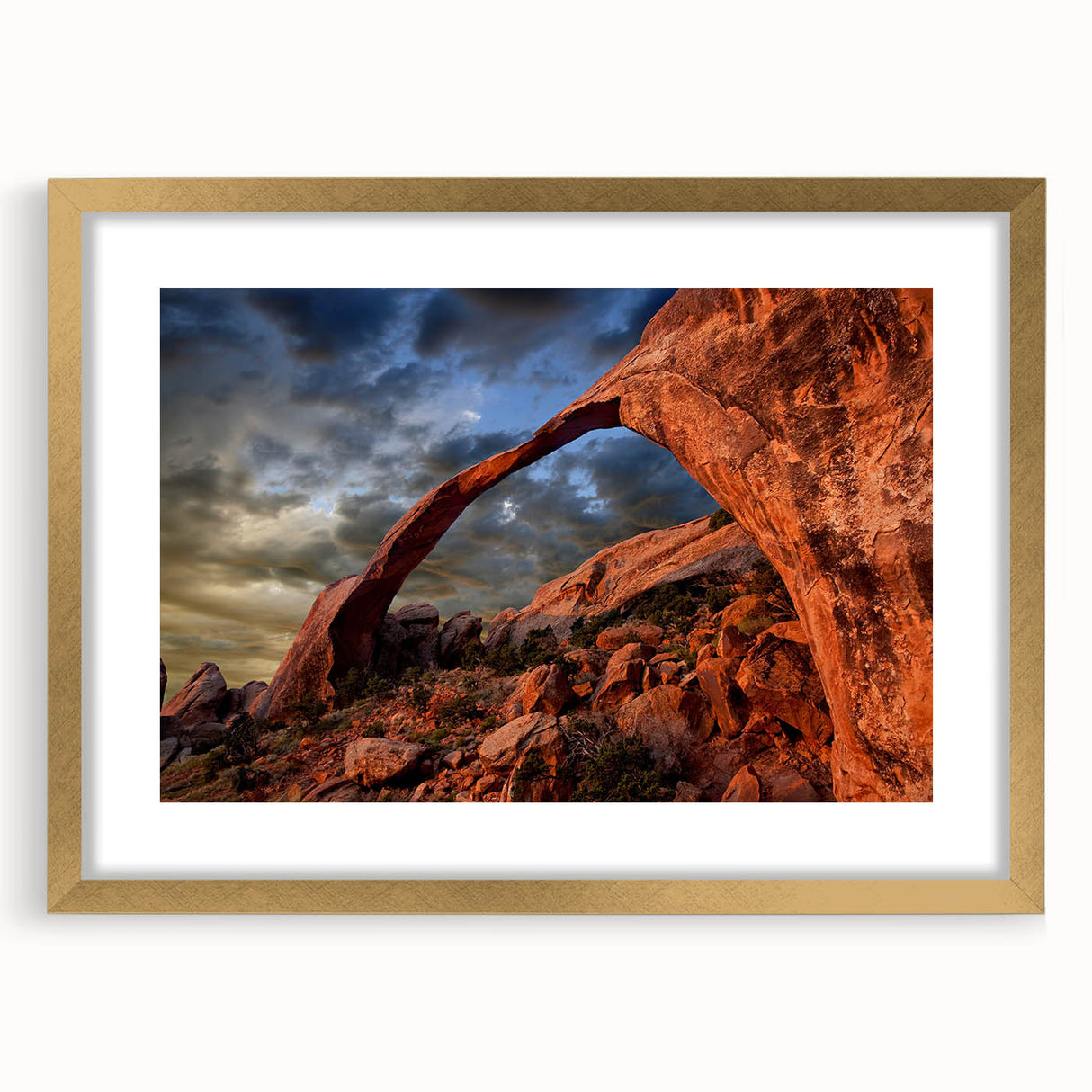 Extra large wall art of Arches National Park in Utah, featuring textured abstract art prints in earth tones.