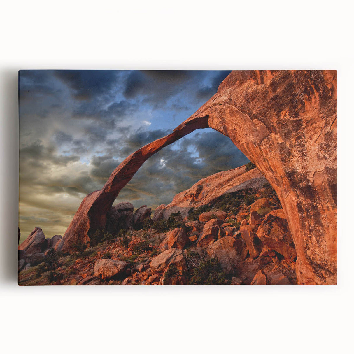 Black and white photograph of Arches National Park on large stretched canvas, suitable for kitchen wall art.