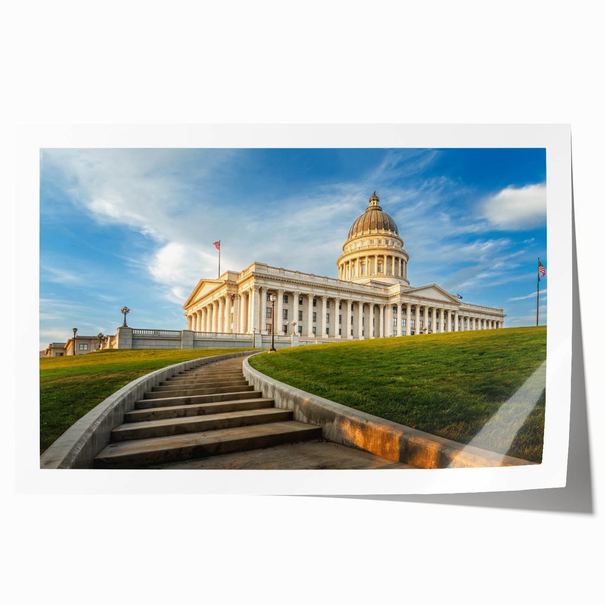 Extra large rolled print of Salt Lake City scenery in muted earth tones, ideal for art wall dining room.