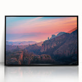 Large abstract wall art depicting Zion's rugged landscape in earth tones on a framed acrylic.