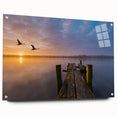 Acrylic print of a Vermont landscape in muted greens and blues, ideal for dining room or bedroom decor.