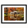 Extra large abstract art print featuring colorful, textured scenery of Virginia, in a black frame with mat.