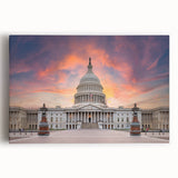 Black and white stretched canvas of Washington DC Capitol, suited for kitchen wall art.
