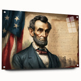 Acrylic print of Washington D.C. with Lincoln Memorial in muted earth tones, suitable for bedroom or dining room decor.