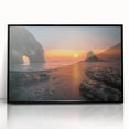 Large abstract wall art depicting the Olympic scenery in Washington, in black acrylic frame.