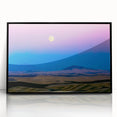 Large abstract wall art depicting the Palouse region in muted earth tones, framed in black acrylic.