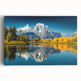 Black and white image of the Grand Tetons on stretched canvas, ideal for kitchen wall art.