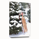 Winter-themed abstract art on acrylic glass, featuring cool blue and white tones, ideal for bedroom or dining room decor.