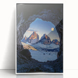 Framed acrylic artwork titled "Design 100: Landscapes and Caves," showcasing a stunning landscape scene with vibrant colors and intricate details, perfect for home decor.