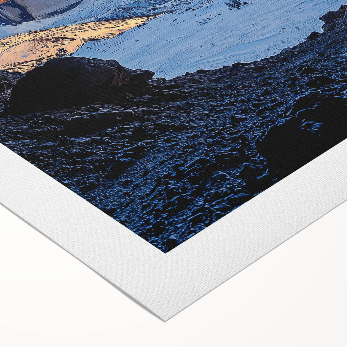Rolled canvas artwork showcasing a vibrant landscape design with intricate cave formations, elegantly packaged in a protective cardboard tube for safe delivery.