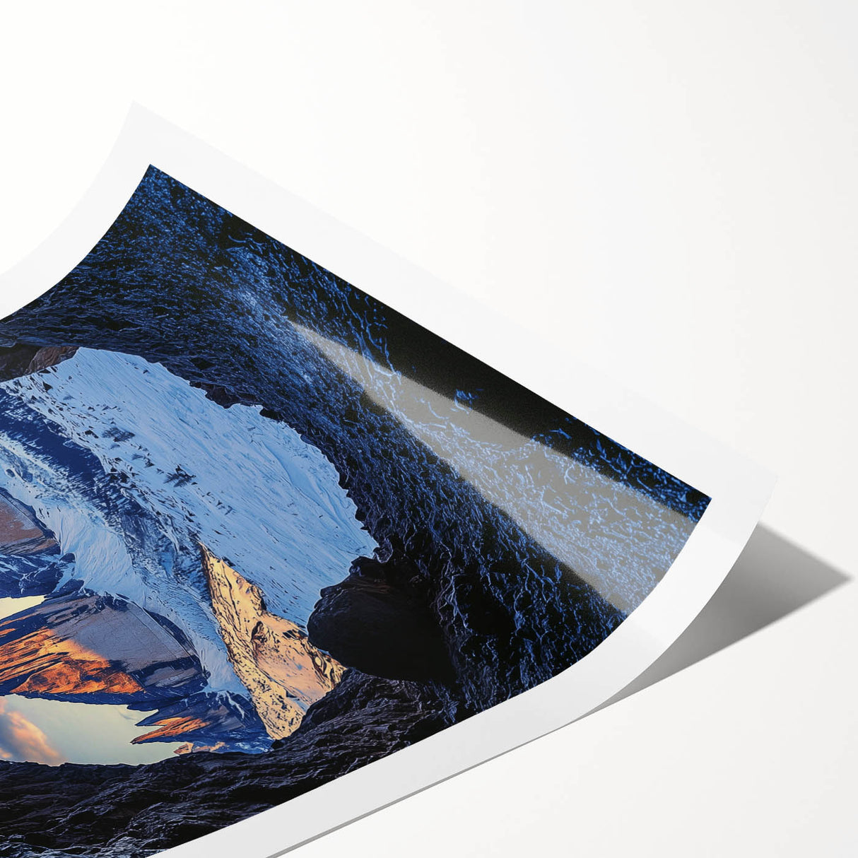 Rolled print showcasing a stunning landscape design of colorful caves, elegantly crafted for wall decor, packaged securely in a protective tube for easy transport.
