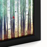 Framed Office Art - Birch Forest & Cardinal Modern Canvas