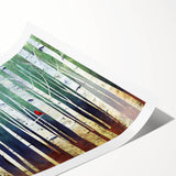Framed Office Art - Birch Forest & Cardinal Modern Canvas