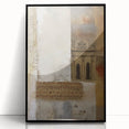 Framed abstract architecture wall art showcasing geometric shapes in black and white, presented with a sleek acrylic frame, ideal for modern decor.