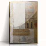 Framed abstract architecture wall art showcasing gold accents and a sleek acrylic finish, perfect for modern home decor. Ideal for enhancing contemporary interiors.
