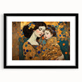 Abstract figurative wall art framed in black with a white mat, showcasing modern design elements and vibrant colors, perfect for contemporary home decor.