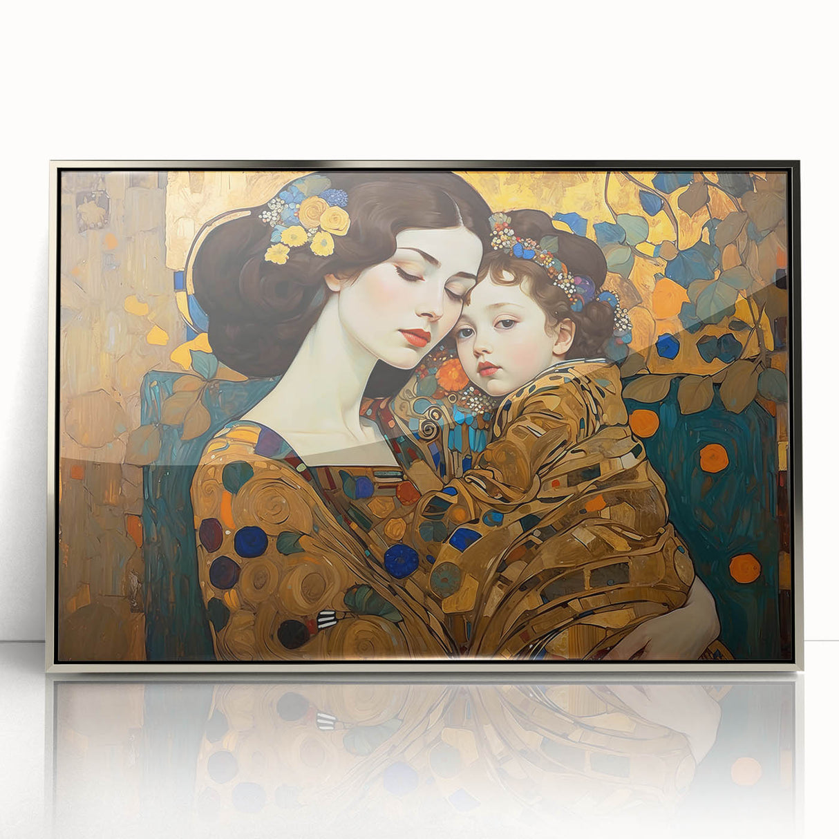 Framed abstract figurative wall art featuring a silver acrylic design, elegantly displayed with a modern aesthetic, ideal for contemporary home decor.