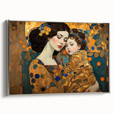Framed abstract figurative wall art in silver, showcasing a modern design with vibrant colors and intricate shapes, ideal for contemporary home decor.