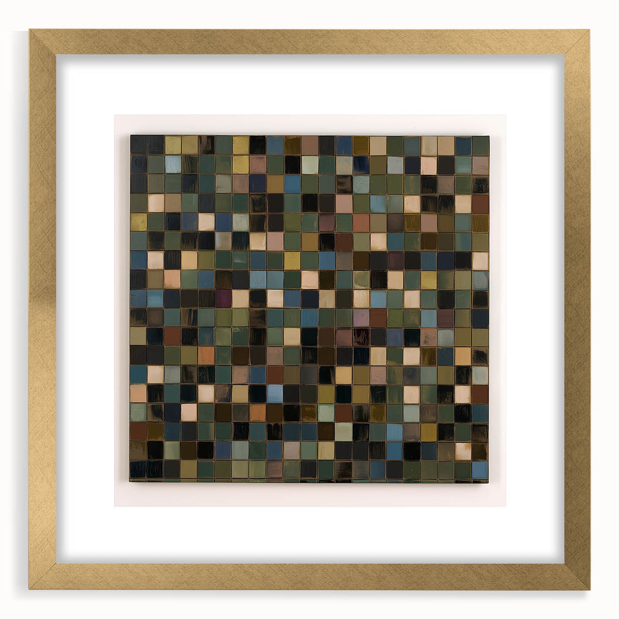 Abstract geometric frame in gold with a mat, showcasing a modern design perfect for contemporary decor. Ideal for adding elegance to any room.