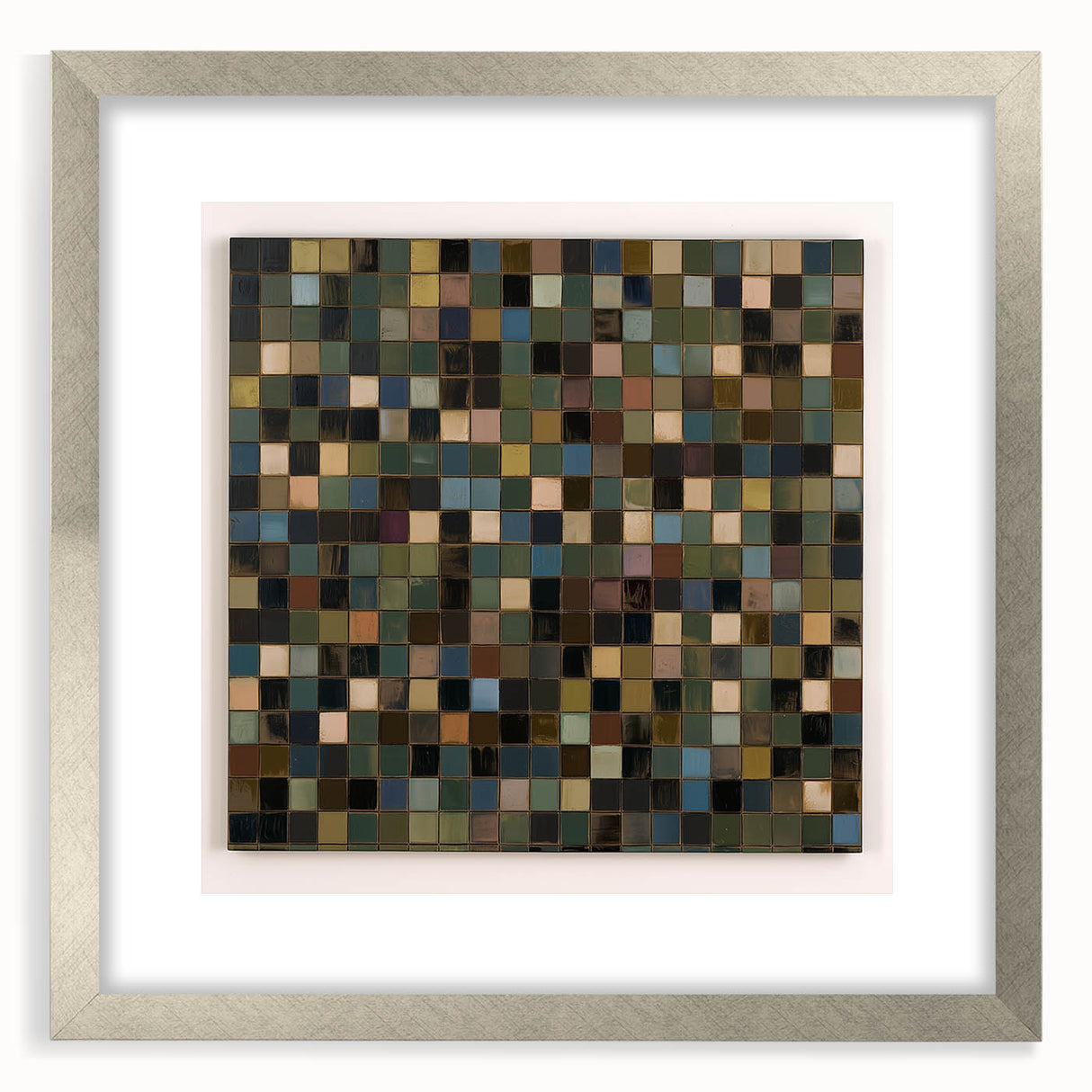 Abstract geometric frame in silver with a matte finish, showcasing a contemporary design that enhances modern decor, ideal for stylish home or office settings.