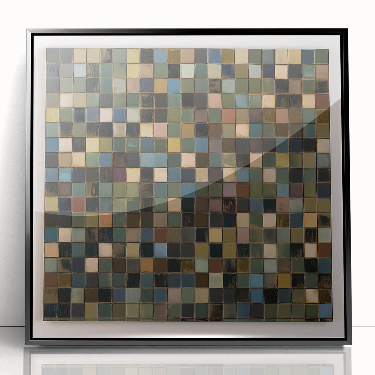 Abstract geometric framed acrylic artwork showcasing a striking black design, highlighting sharp angles and modern aesthetics, perfect for contemporary home decor.