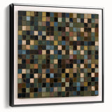 Abstract geometric framed canvas art showcasing a sleek black design, viewed from the side, ideal for modern home decor and artistic expression.
