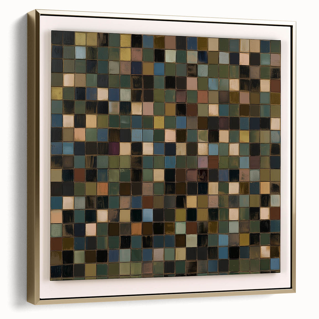 Abstract geometric framed canvas art in silver and gold tones, showcasing a modern design that adds elegance to home decor. Ideal for contemporary interiors.