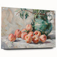Large abstract wall art featuring an assortment of fruits in vibrant colors on acrylic glass, ideal for dining room decor.