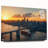Acrylic glass bridge design showcasing a landscape view, featuring intricate pin details and a sleek side profile, perfect for modern decor enthusiasts.