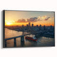 Framed canvas artwork of a landscape bridge scene viewed from the side, showcasing intricate details and vibrant colors, ideal for home decor enthusiasts.