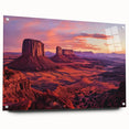 Vibrant acrylic landscape artwork depicting serene canyons, presented in a glass frame with pins for mounting, showcasing rich colors and intricate details. Perfect for nature enthusiasts and modern decor.