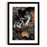 Abstract art print featuring textured, colorful swirls on a large framed canvas, ideal for living room decor.