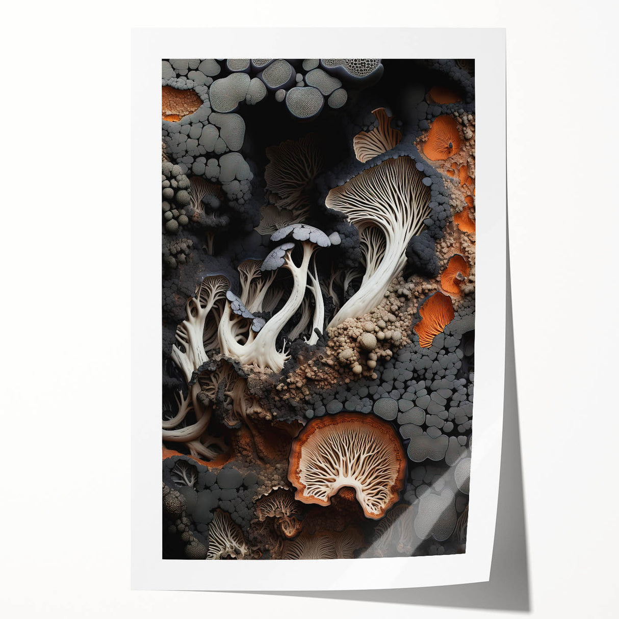 Extra large rolled print featuring close-up floral elements in natural hues, ideal for dining room wall art.