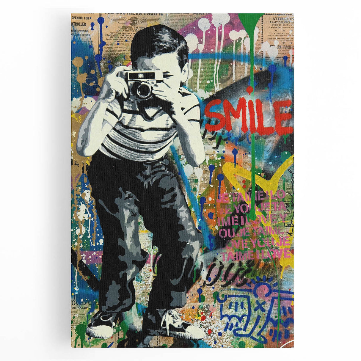 Vibrant Pop Art Wall Art – Colorful Smile Canvas Print