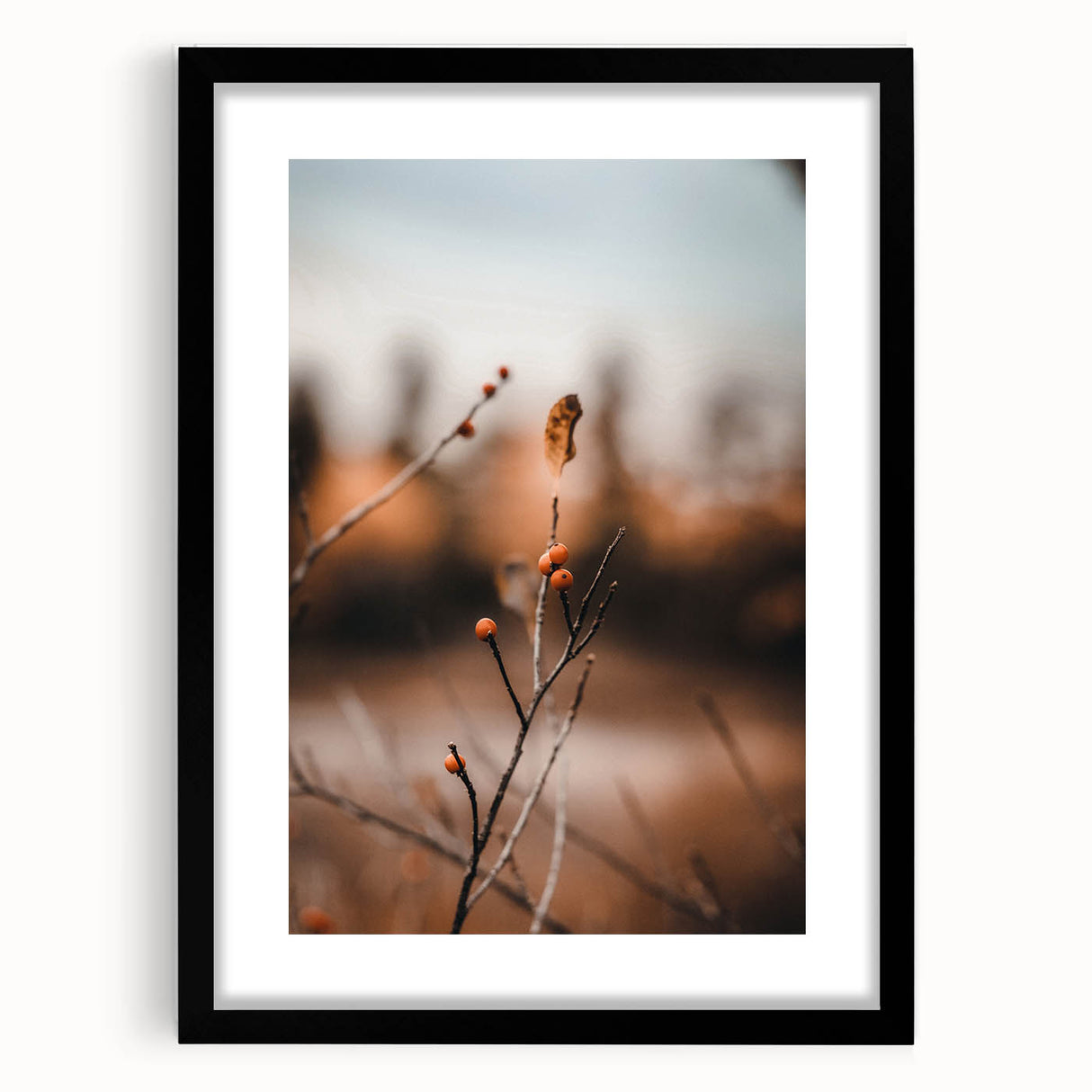 Extra large abstract art print featuring vibrant autumnal colors on textured canvas, framed in black.