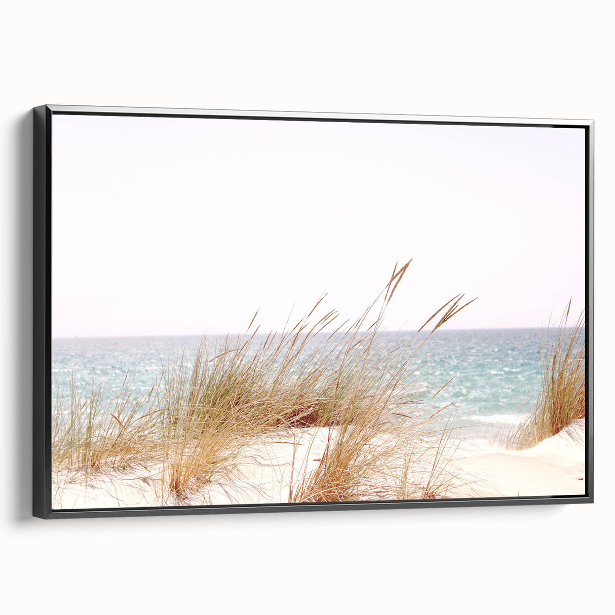 Black and white vintage poster art of a summer landscape on framed canvas, ideal for bedroom wall decor.