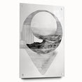 Mid Century Modern Geometric Art - Black and White Abstract Ocean Design