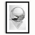 Mid Century Modern Geometric Art - Black and White Abstract Ocean Design