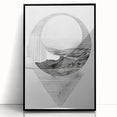 Mid Century Modern Geometric Art - Black and White Abstract Ocean Design